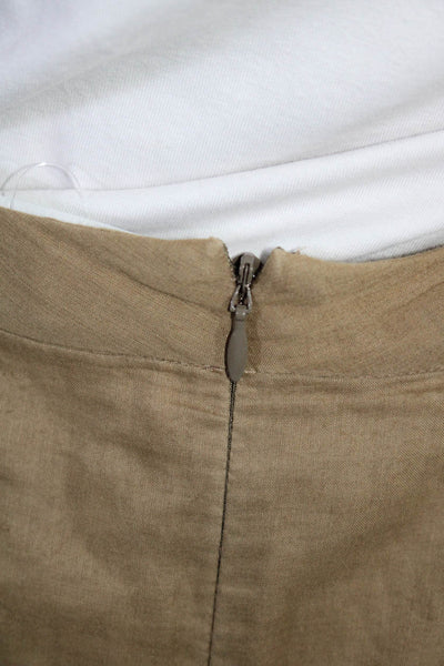 Tse Womens Back Zip Knee Length Pencil Skirt Brown Cotton Size 10