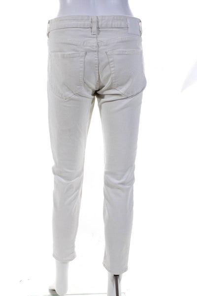 R13 Women Zipper Fly High Rise Boy Skinny Jeans White Denim Size 27