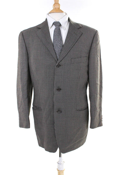 Ermenegildo Zegna Mens Wool Geometric Notch Collar Suit Jacket Brown Size 44