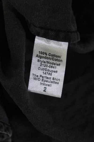 Current/Elliot Women's Cotton Button Down Distressed Overshirt Black Size 2