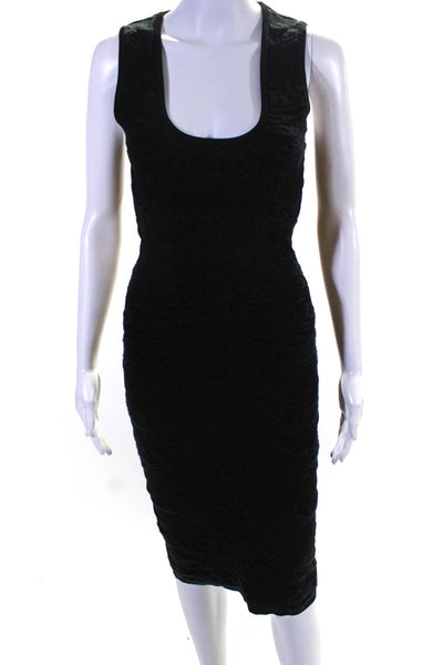 Artelier Nicole Miller Textured Open Back Scoop Neck Midi Dress Black Size S
