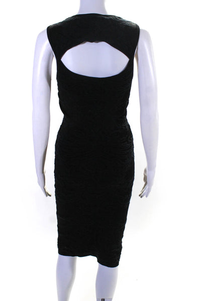 Artelier Nicole Miller Textured Open Back Scoop Neck Midi Dress Black Size S