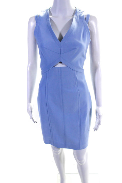 Yigal Azrouel Women's Sleeveless Strappy Cutout Plunge Bodycon Dress Blue Size 6