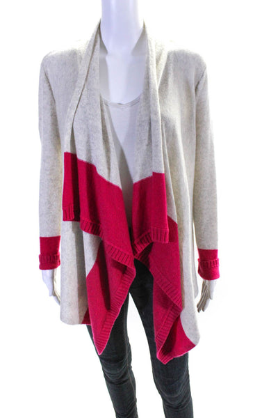 Magaschoni Women's Cashmere Waterfall Cardigan Sweater Tan Pink Size XS