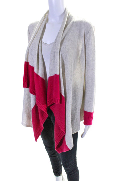 Magaschoni Women's Cashmere Waterfall Cardigan Sweater Tan Pink Size XS