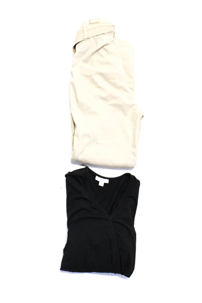 Joie Sanctuary Womens Short Sleeved Wrap Top Pants Black Tan Size XXS 24 Lot 2
