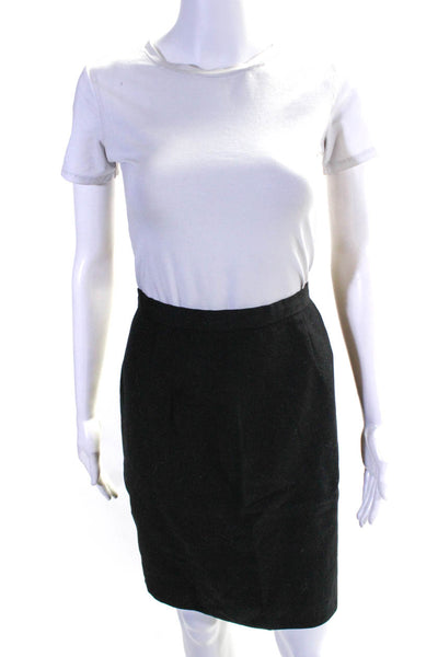 Saks Fifth Avenue Womens Pencil Skirt Black Wool Size 6