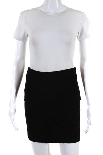 Nicole Miller Womens Top Stitch Lined Straight Mini Skirt Black Size 2