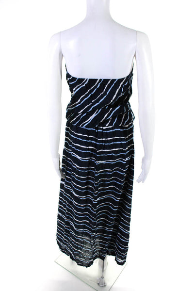 Coolchange Womens Strapless Elastic Striped Pullover Maxi Dress Navy Blue Size S