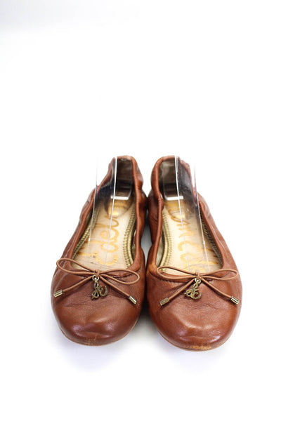 Sam Edelman Womens Leather Felicia Ballet Flats Saddle Leather Brown Size 4.5