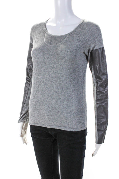 AIKO Womens Long Sleeve Crew Neck Sweater Gray Cotton Size Extra Small