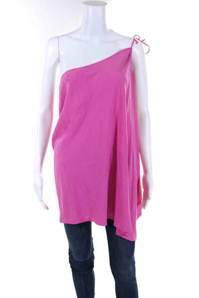 BCBGMAXAZRIA Womens Silk Asymmetrical Halter Tunic Top Blouse Pink Size 10