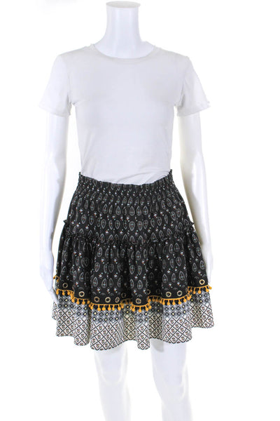 Misa Womens Paisley Print A Line Skirt Black Multi Colored Size Medium