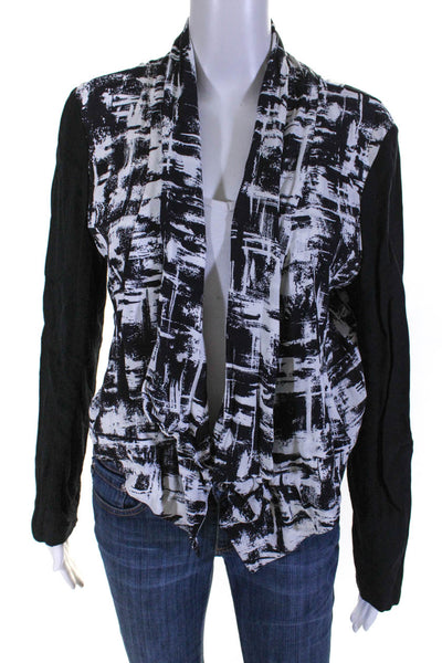 Pure DKNY Women's Long Sleeve Lined Spotted Open Blazer Jacket Black Size L