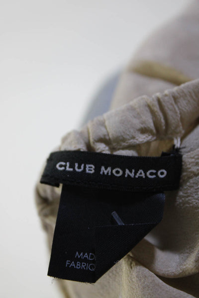 Club Monaco Womens Boat Neck Tie Dye Top Blouse Beige Blue Silk Size Small