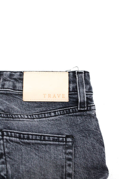 Trave Womens Denim Button Fly High Rise Slim Cut Jeans Black Gray Size 24