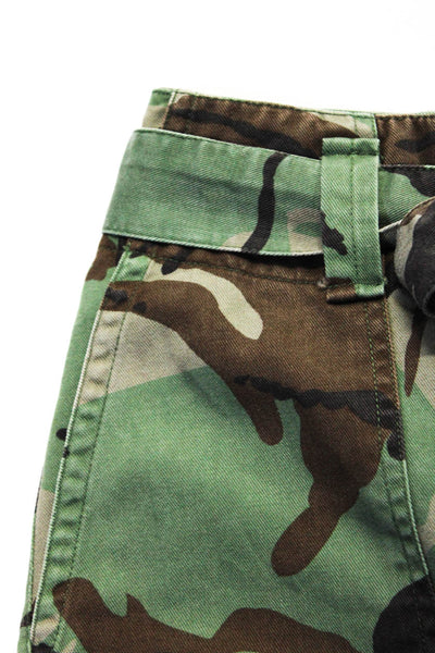 Les Coyotes De Paris Women's Tie Waist Camouflage Print Shorts Size 10