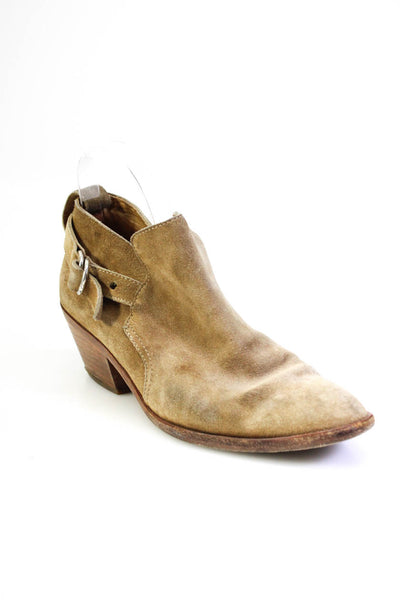 Rag & Bone Women's Suede Pointed Toe Slip On Belted Boots Beige Size 8.5