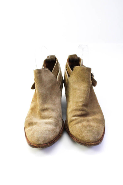 Rag & Bone Women's Suede Pointed Toe Slip On Belted Boots Beige Size 8.5