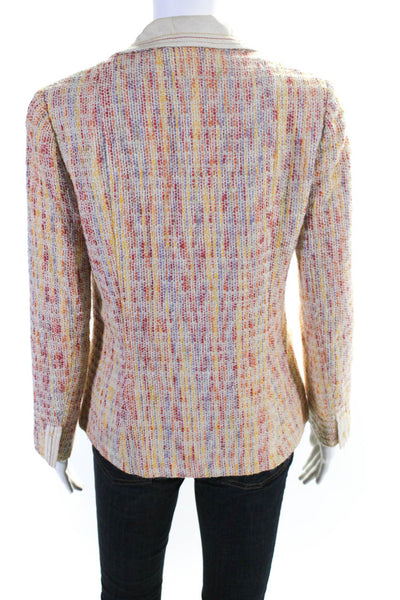 Saks Fifth Avenue Womens Tweed Button Closure Jacket Multi Colored Size Small