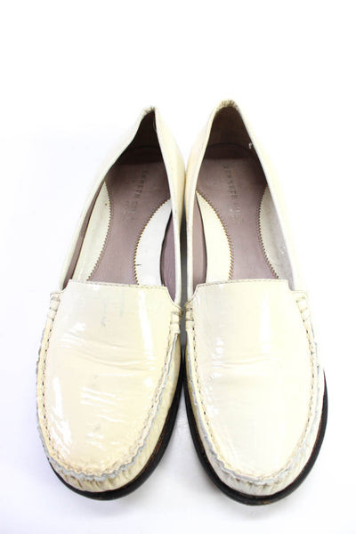 Kenneth Cole New York Womens Patent Leather Low Heeled Loafers Cream Size 7.5