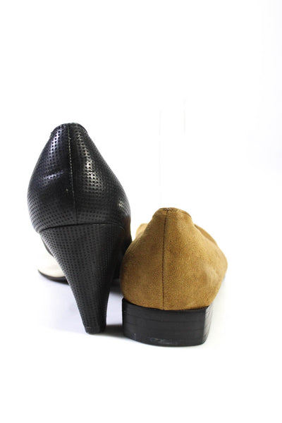 Xavier Danaud Womens Suede Cap Toe Flats Heels Brown Cream Black Size 8 Lot 2