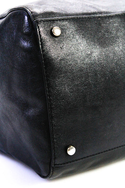 Kate Spade Womens Turnlock Rolled Handle Large Tote Handbag Black Leather