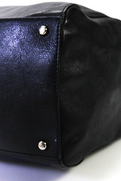 Kate Spade Womens Turnlock Rolled Handle Large Tote Handbag Black Leather