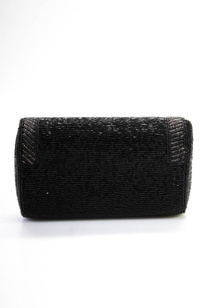 Walborg Womens Vintage Shiny Beaded Crossbody  Handbag Black Small