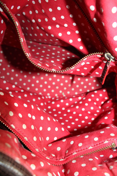 Moschino Cheap & Chic Womens Leather Trim Floral Applique Shoulder Handbag Beige
