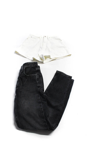 We Wore What Womens Cotton Buttoned Straight Shorts Jeans White Size 25 Lot 2