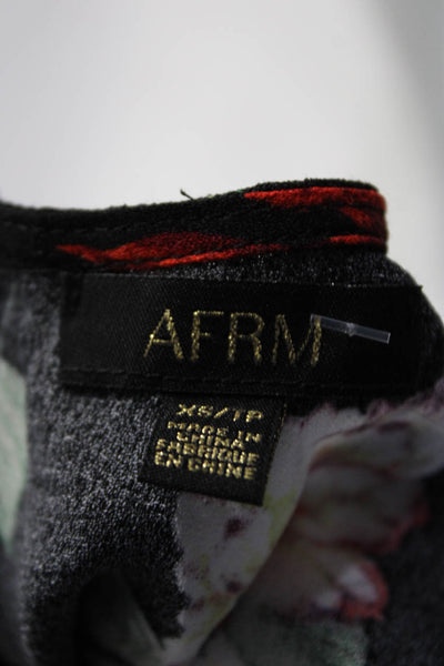 AFRM Womens Woven Floral V-Neck Cut Away A-Line Maxi Dress Black Size XS