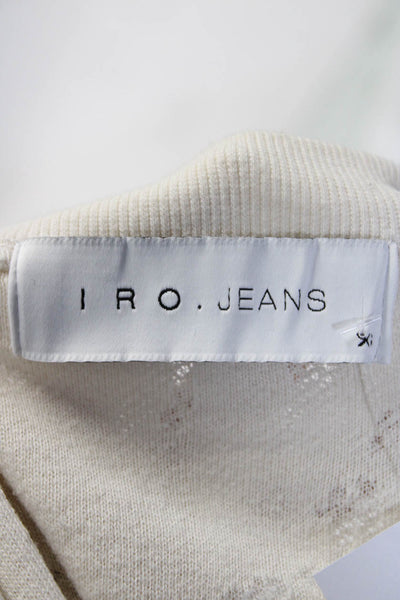 IRO Jeans Womens Cotton Distress Long Sleeve Pullover Sweater Cream Size XS