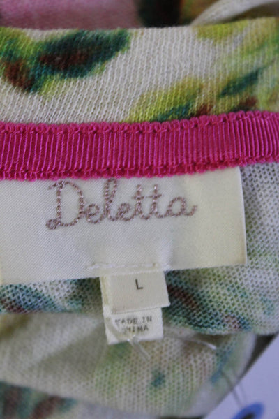 Deletta Anthropologie Womens Linen Sleeveless Tie Dye Tank Top Pink Size L