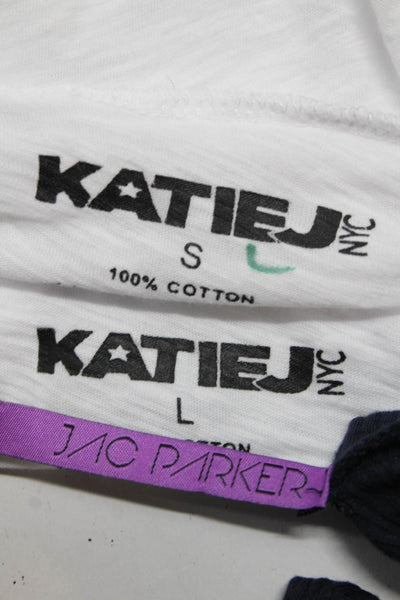 Katie J  Jac Parker Womens Cotton V-Neck T Shirt Top White Size L S S Lot 3