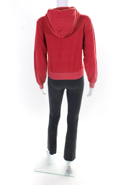 Wild Fox Brandy Melville Women's Distressed Hoodie Jacket Red Gray Size S, Lot 2