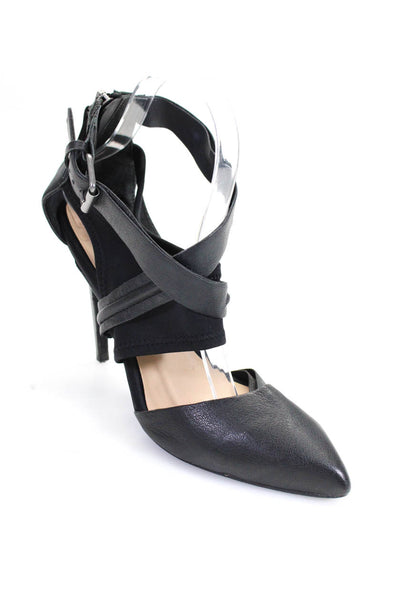 Joes Womens Strappy Back Zipped Pointed Toe Buckled Stiletto Heels Black Size 8