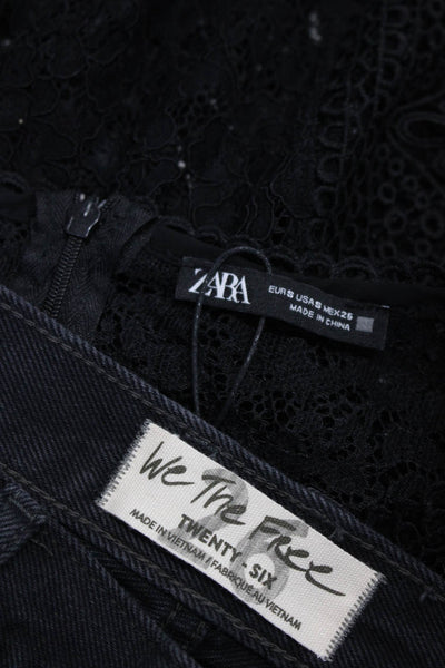 Zara We The Free Women's Lace Blouse Cut Off Shorts Black Size S 26 Lot 2