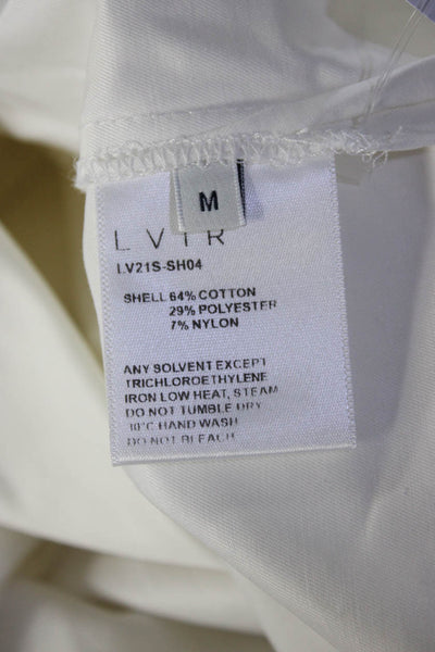 Lvir Women's Cotton Short Sleeve Collared Button Up Blouse  White Size M