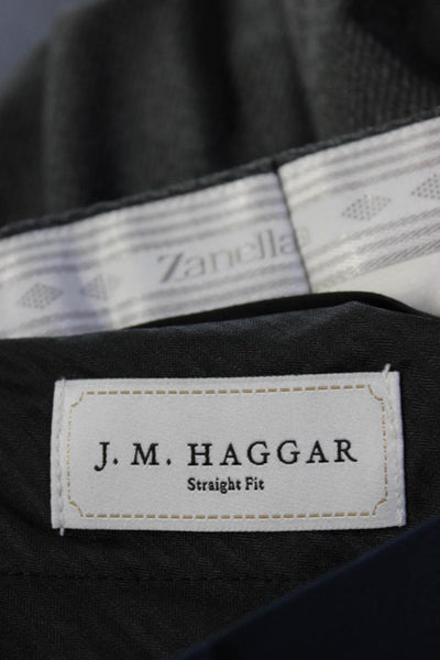 Zanella J.M. Haggar Mens Gray Wool Pleated Straight Dress Pants Size 36 34 lot 2