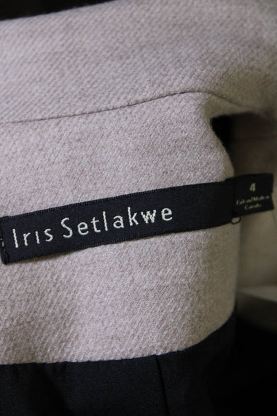 Iris Setlakwe Womens Colorblock Trim Belted Notch Lapel Blazer Gray Black Size 4