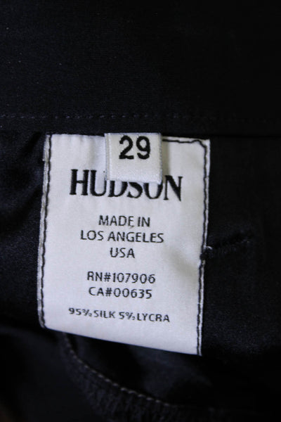 Hudson Womens Silk Crepe High Rise Straight Leg Pants Trousers Black Size 29
