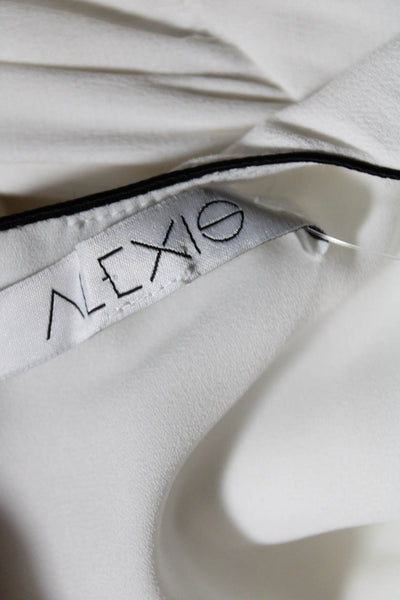 Alexis Womens Open Shoulder Long Sleeve Mini Shift Dress White Black Size S