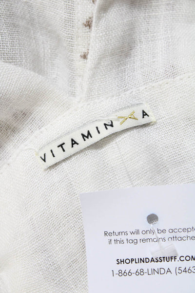 Vitamin A Womens V-Neck Sleeveless Drawstring Slit Hem Tunic Blouse White Size X