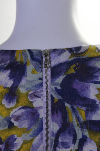 Suno Womens Silk Half Sleeve Round Neck Cutout Floral Sheath Dress Purple Size 2