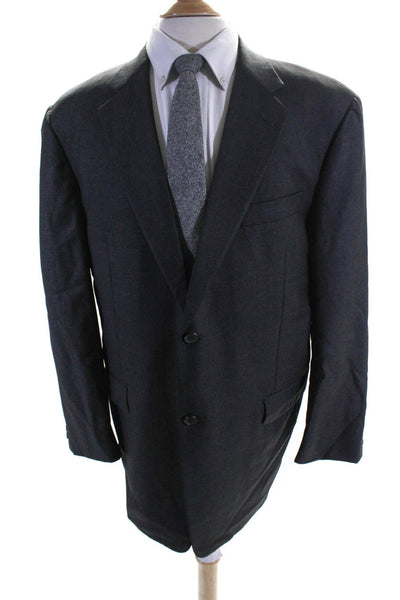 Hickey Freeman Mens 100% Wool Two Button Notch Lapel Blazer Jacket Gray Size 44R