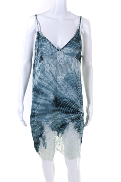 Intimately Free People Womens Tie-Dye Lace Trim Mini Slip Dress Blue Size XL