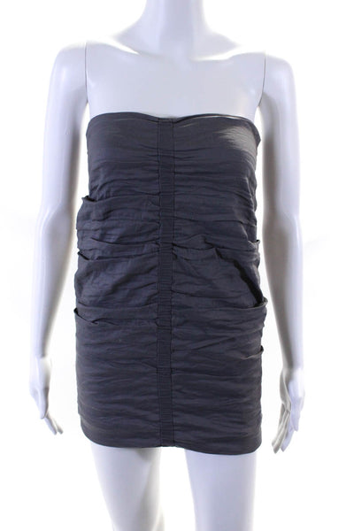 Artelier Nicole Miller Women's Strapless Ruched Mini Dress Gray Size  4