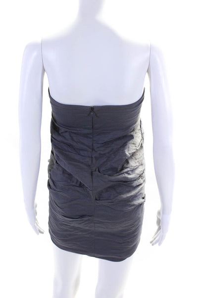 Artelier Nicole Miller Women's Strapless Ruched Mini Dress Gray Size  4