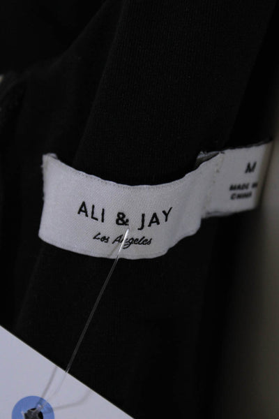 Ali & Jay Womens Short Sleeve Scoop Neck Ponte Skater Dress Black Size Medium